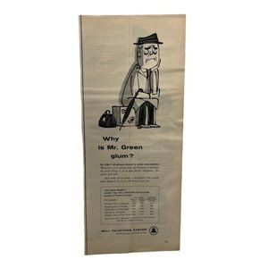 Vintage 1958 Print Ad Bell Telephone System Sad Traveller Long Distance